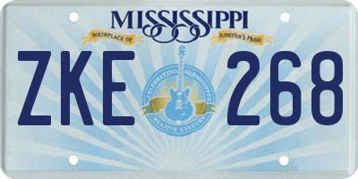 MS license plate ZKE268