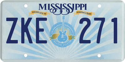 MS license plate ZKE271