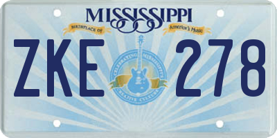 MS license plate ZKE278