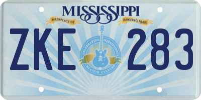 MS license plate ZKE283