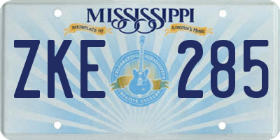 MS license plate ZKE285