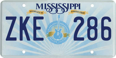 MS license plate ZKE286