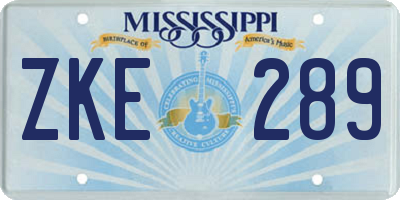 MS license plate ZKE289