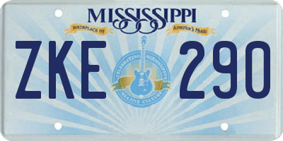 MS license plate ZKE290