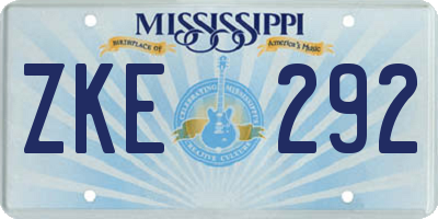 MS license plate ZKE292