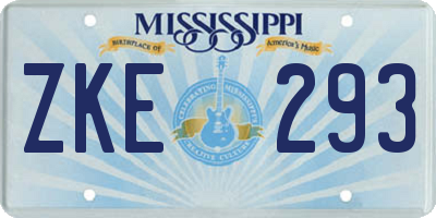 MS license plate ZKE293