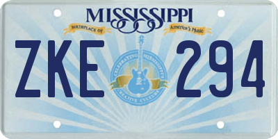 MS license plate ZKE294