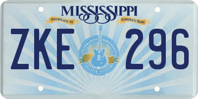 MS license plate ZKE296