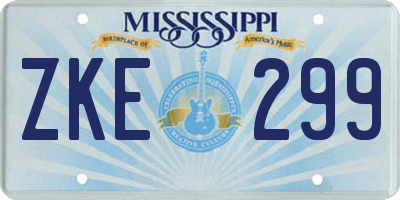 MS license plate ZKE299