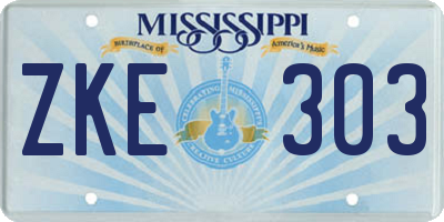 MS license plate ZKE303