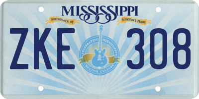 MS license plate ZKE308