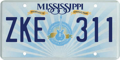 MS license plate ZKE311