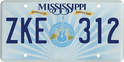 MS license plate ZKE312