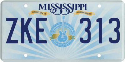 MS license plate ZKE313