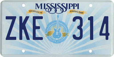 MS license plate ZKE314