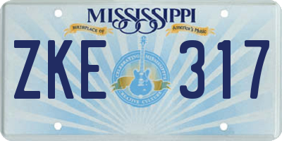 MS license plate ZKE317
