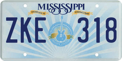 MS license plate ZKE318