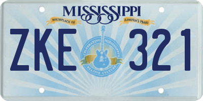 MS license plate ZKE321