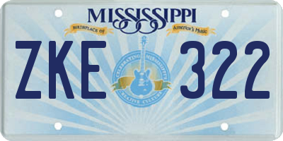 MS license plate ZKE322