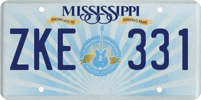 MS license plate ZKE331