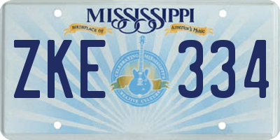 MS license plate ZKE334