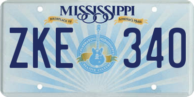 MS license plate ZKE340