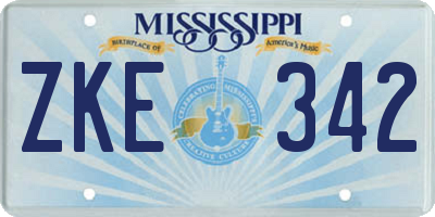 MS license plate ZKE342