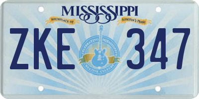 MS license plate ZKE347