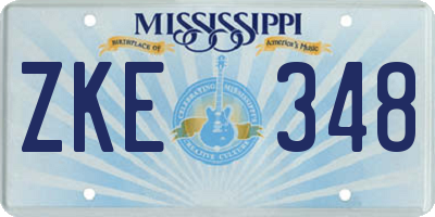MS license plate ZKE348