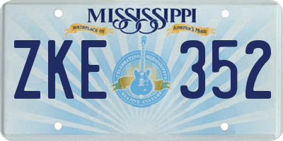 MS license plate ZKE352