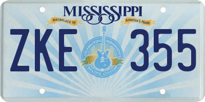 MS license plate ZKE355