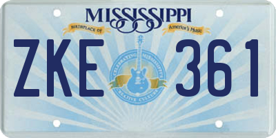 MS license plate ZKE361