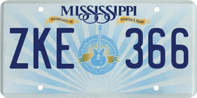 MS license plate ZKE366