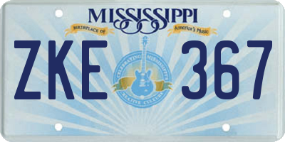 MS license plate ZKE367