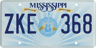 MS license plate ZKE368