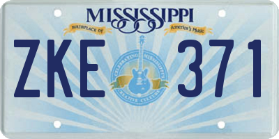 MS license plate ZKE371