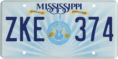 MS license plate ZKE374