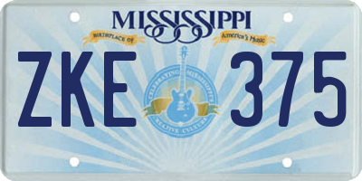 MS license plate ZKE375