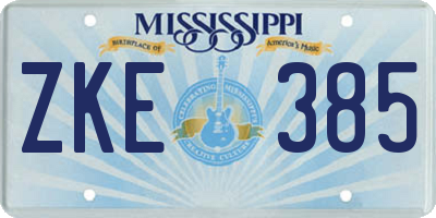 MS license plate ZKE385