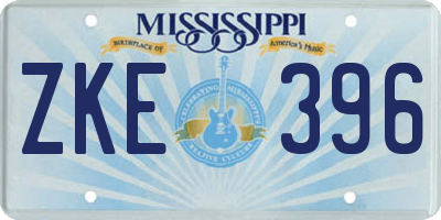 MS license plate ZKE396