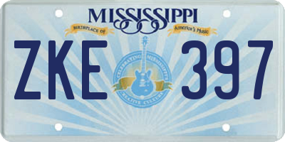 MS license plate ZKE397