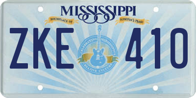 MS license plate ZKE410