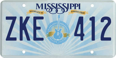 MS license plate ZKE412