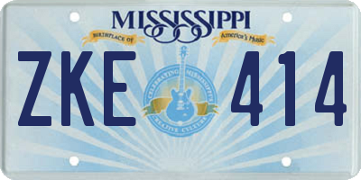MS license plate ZKE414