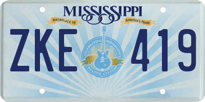 MS license plate ZKE419