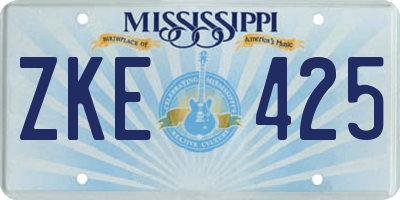 MS license plate ZKE425