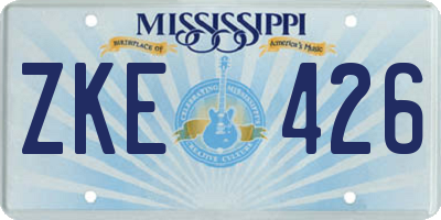 MS license plate ZKE426