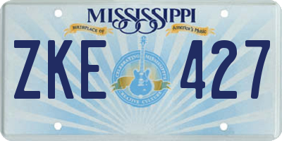 MS license plate ZKE427