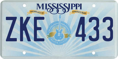 MS license plate ZKE433