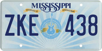 MS license plate ZKE438